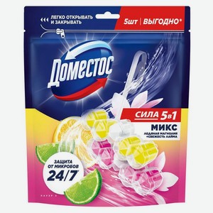 Блок для унитаза Domestos Power 5 ледяная магнолия и свежесть лайма 5 шт. х 50 г
