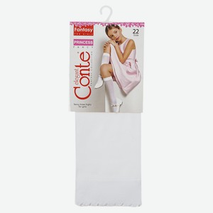 Гольфы для девочек Conte Elegant Princess нарядные Bianco белые, р. 22