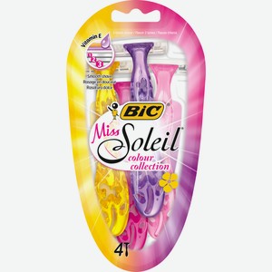 Бритва одноразовая Бик (Bic) Мисс Солнце Коллекция цвета (Miss Soleil Colour Collection) три лезвия 4 шт.