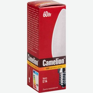Лампа накаливания Camelion E14 матовая, свеча, 60 Вт