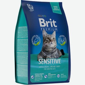 Сухой корм для кошек Brit с чувствительным пищеварением Премиум (Premium Cat Sensitive) ягненок индейка 800 г