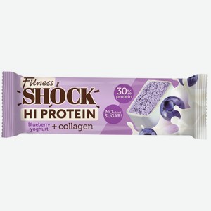 Батончик протеиновый ФитнесШок (FitnesShock) Высокобелковый (Hi Protein) Черничный десерт без сахара 40 г