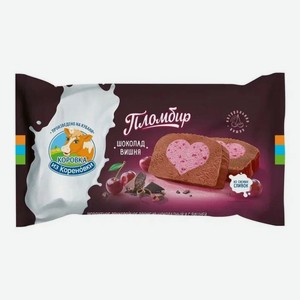 Мороженое Коровка из Кореновки двухслойное пломбир шоколадный с вишней 15% 200 г