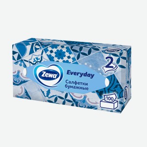 Салфетки бумажные Зева (Zewa) Ежедневные (Everyday) 2-х слойные 100 шт. дизайн упаковки в ассортименте