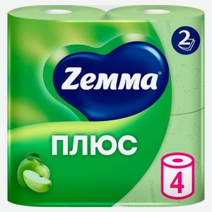 Туалетная бумага Zewa Плюс Яблоко 2 слоя 4 рулона дизайн упаковки в ассортименте