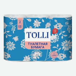 Бумага Tolli туалетная белая 2 слоя 12 рулонов