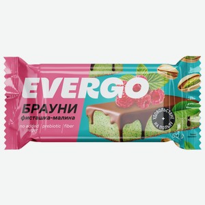 Пирожное протеиновое Evergo Брауни со вкусом Фисташка и малина, 50г