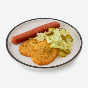 Хашбраун с колбаской и огурчиками, 200 г, 200 г