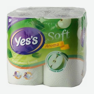 Туалетная бумага Yes s Мягкий аромат (Soft Aroma) Спелое яблоко двухслойная 8 рулонов