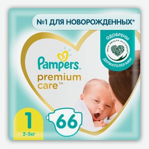 Подгузники Pampers Premium Care Размер 1 (2-5кг), 72 шт