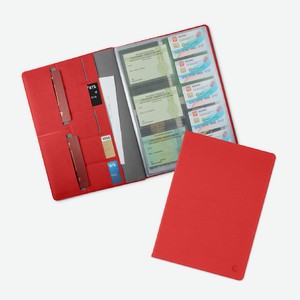 FLEXPOCKET Органайзер для семейных документов из экокожи А4 формата, цвет: Красный