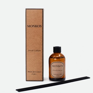MONKOS Диффузор ароматизатор для дома парфюм Свежий хлопок, Коричневый, 100 мл