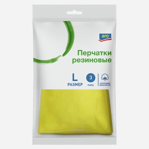 aro Перчатки хозяйственные резиновые 3 пары размер L, 6шт
