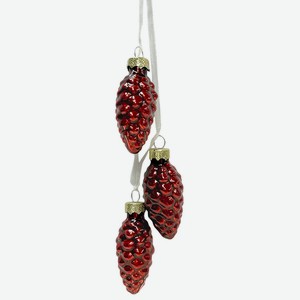 Украшение ChristmasDeLux Связка шишек Бордо 3шт, 3см