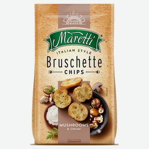 Сухарики Maretti Брускетта грибы со сливками (Bruschette chips Mushrooms & cream) пшеничные 70 г