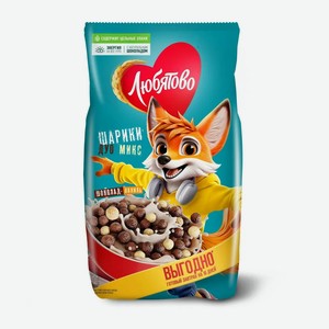 Готовый завтрак Любятово Дуо Микс шарики шоколад-ваниль 500 г дизайн в ассортименте