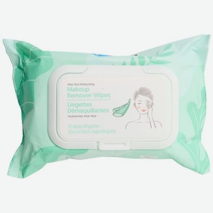 Cалфетки для снятия макияжа Miniso влажные Алоэ вера 35шт