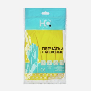 Перчатки Home Queen Profline латексные желтые прочные 1 пара размер M