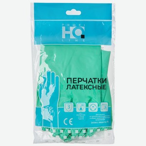 Перчатки Home Queen Profline латексные зеленые прочные 1 пара размер M