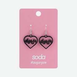 Серьги HEART IN FIRE BLACK #sugargem