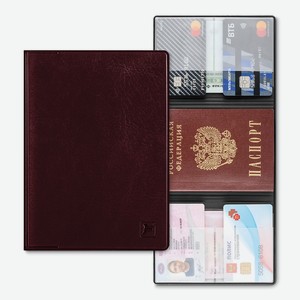 FLEXPOCKET Обложка для автодокументов из экокожи с дополнительными отделениями, цвет: Коричневый