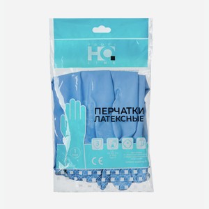 Перчатки Home Queen Profline латексные синие прочные 1 пара размер L