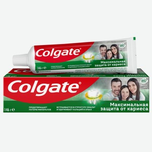 Зубная паста Колгейт (Colgate) Максимальная защита от кариеса Двойная мята со фтором и кальцием 146 г