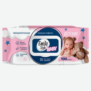 Салфетки влажные детские Emily Style гипоаллергенные с крышкой, 100 шт