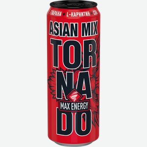 Напиток энергетический TORNADO Max Energy Asian Mix газированный, 0.45л