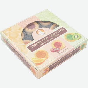 Печенье Santa Bakery Бискотти ассорти сдобное с мармеладной начинкой вишня-киви-апельсин, 330г, 330 г