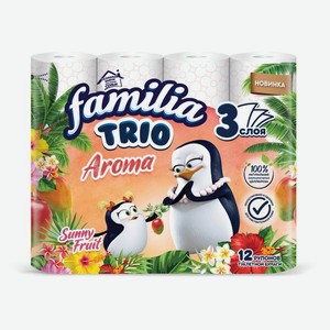 Туалетная бумага Фамилиа (Familia) Трио Солнечный фрукт (Trio Sunny fruit) 3 слоя 12 рулонов