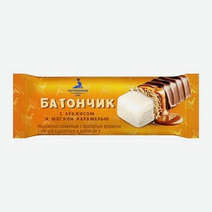 Мороженое батончик Петрохолод Арахис-карамель в шоколадной глазури 8% 70 г