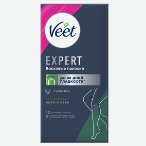 Полоски восковые Veet Expert для сухой кожи, 12шт