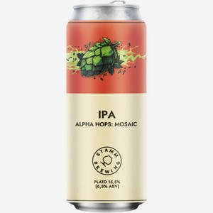 Пиво Alpha Hops Mosaic светлое нефильтрованное 6.5%, 450мл