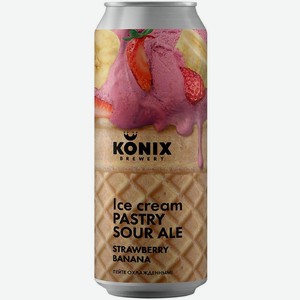 Пивной напиток Konix Brewery Айс Крим клубника-банан нефильтрованный, 450мл