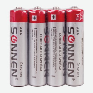 SONNEN Батарейки AAA (R03, 24А) мизинчиковые, Напряжение: 1,5 В.