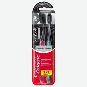 Зубная щетка Colgate Шелковые Нити с древесным углем мягкая, 2шт., 2 шт