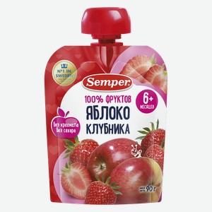 Пюре СЕМПЕР, Яблоко-клубника, 90г
