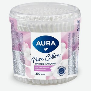 Ватные палочки Aura в стакане, 200 шт