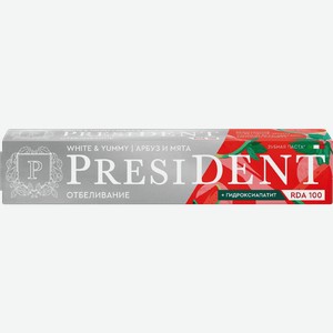 Зубная паста PRESIDENT White&Yummy Отбеливающая, со вкусом арбузно-мятного сорбета, 75г
