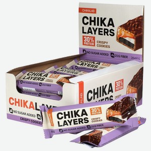 Батончик протеиновый Chikalab Chika Layers Хрустящее печенье с карамелью без сахара, 60г х 20 шт
