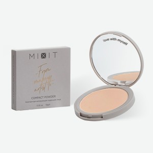 Пудра компактная для лица Mixit матирующая оттенок 02 ivory бежево-розовый, 10 г