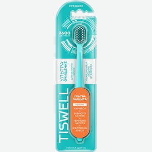Зубная щетка TISWELL бирюзовая, средняя жесткость