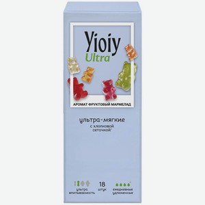 Прокладки Yioiy Ultra женские гигиенические удлиненные ежедневные с ароматом фруктового мармелада, 18шт