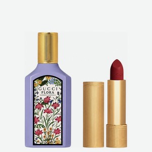 GUCCI Набор Gucci: Парфюмерная вода Flora Gorgeous Magnolia + Матовая помада Rouge a Levres Mat, 50 мл + № 502 Eadie Scarlet