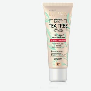Крем тональный матирующий Eveline Botanic Expert Tea Tree 3 в 1 Антибактериальный тон 02 Ivory Польша, 30 мл