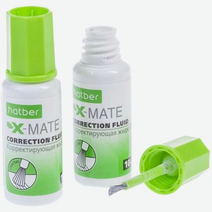 Корректирующая жидкость Hatber Х-mate с кистью, 10мл, 1 шт