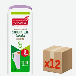 Сахарозаменитель Novasweet стевия 1000 таблеток, 60г x 12 шт