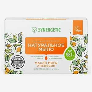 Мыло туалетное Synergetic Масло мяты и апельсин натуральное, 90г