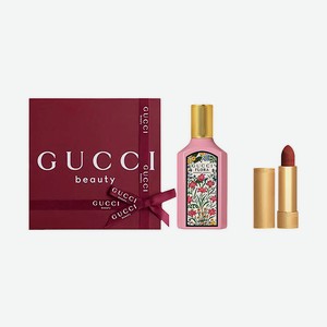 GUCCI Набор Flora Gorgeous Gardenia: Парфюмерная вода + Матовая помада Rouge a Levres Mat, 50 мл + № 505 Janet Rust